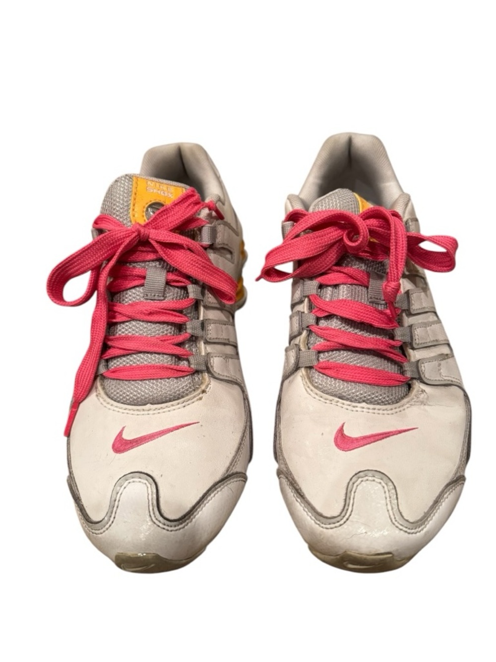 Nike Shox NZ Women’s White Leather Y2K Orange and Pink Lace Up Size 8.5 Sneakers - Picture 2 of 10